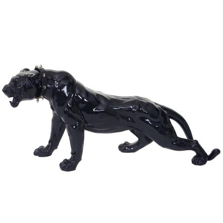 Deko Figur Leopard 59cm Skulptur Panther ~ schwarz hochglanz