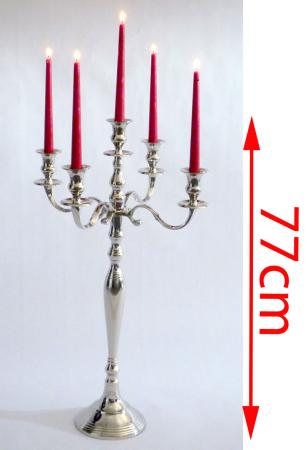 Kerzenleuchter Kerzenständer 5-armig aus Metall vernickelt ~ 77 cm