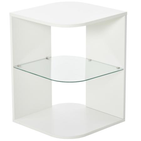 Nachttisch Beistelltisch mit Glasblage 40x40x56cm weiss