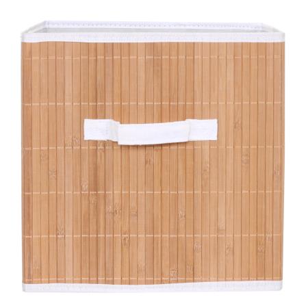 4x Faltbox, Aufbewahrungskorb, Sortierbox, Bambus ~ naturfarben
