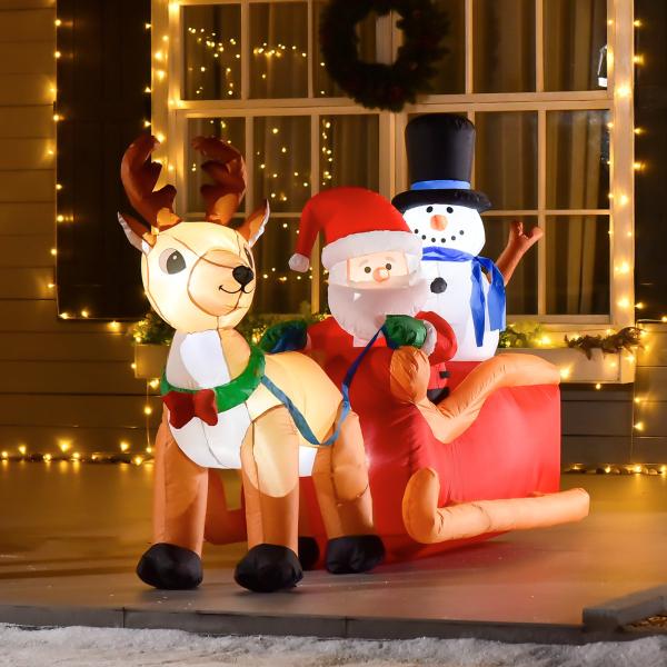 Aufblasbarer Weihnachtsmann auf Schlitten beleuchtet 200cm