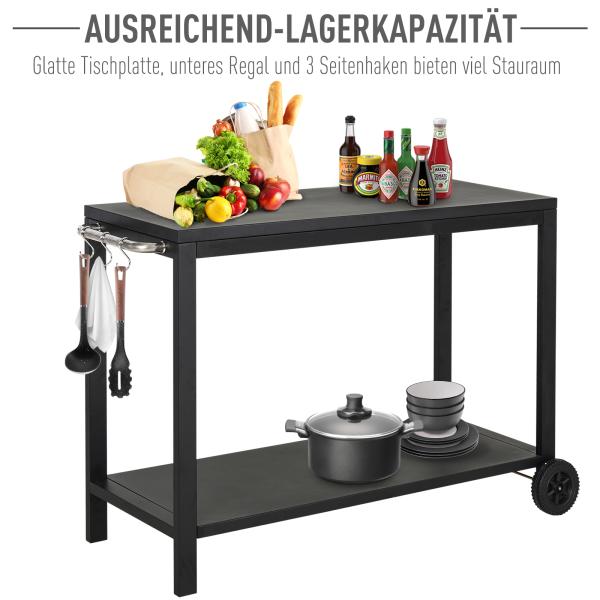 Servierwagen Küchenwagen Metall schwarz  128x46,5x86,5 cm
