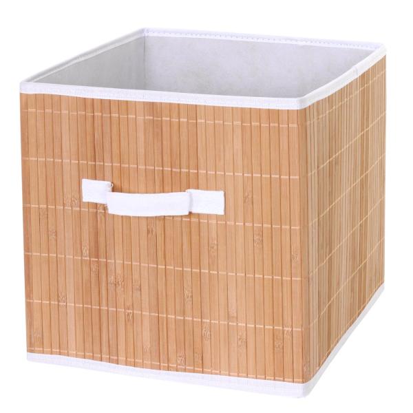 4x Faltbox, Aufbewahrungskorb, Sortierbox, Bambus ~ naturfarben